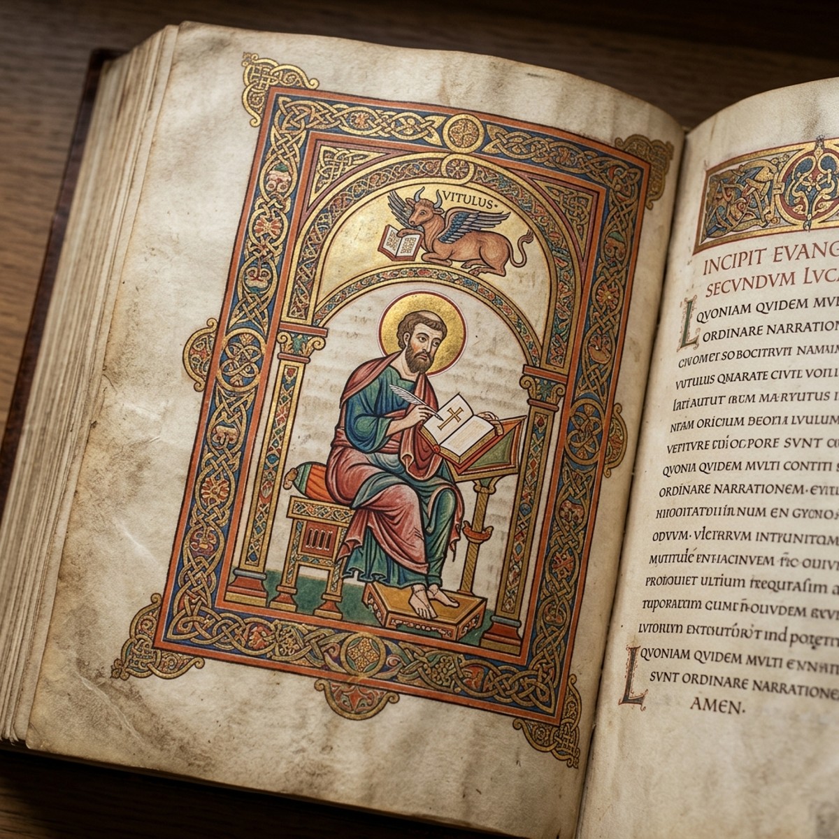 Страница с изображением апостола Луки из Кодекса Миллениум (Codex Millenarius) — древняя рукопись VIII века