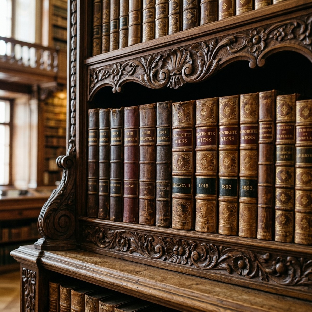 Детализированный вид на старинные кожаные переплеты книг