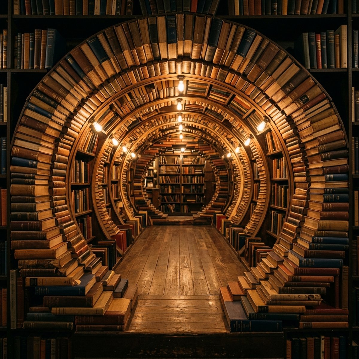 Знаменитый книжный туннель из старых книг в The Last Bookstore